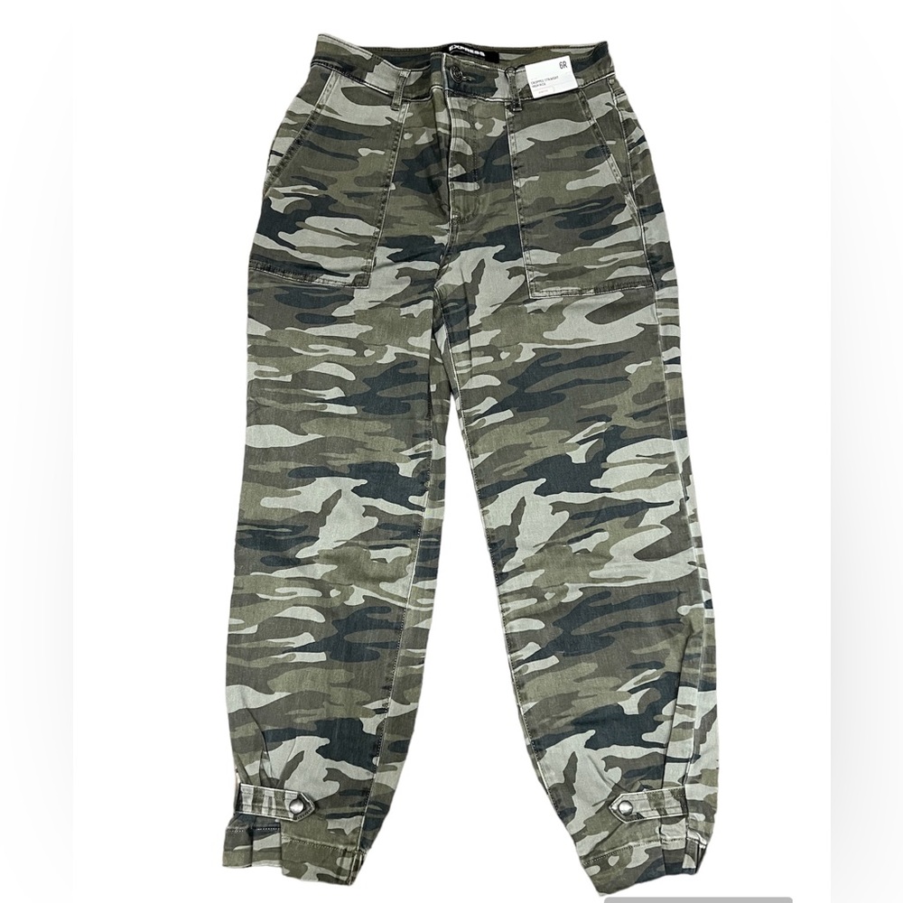 Express Camo Cropped Straight High Rise Jeans Pants Size 6R